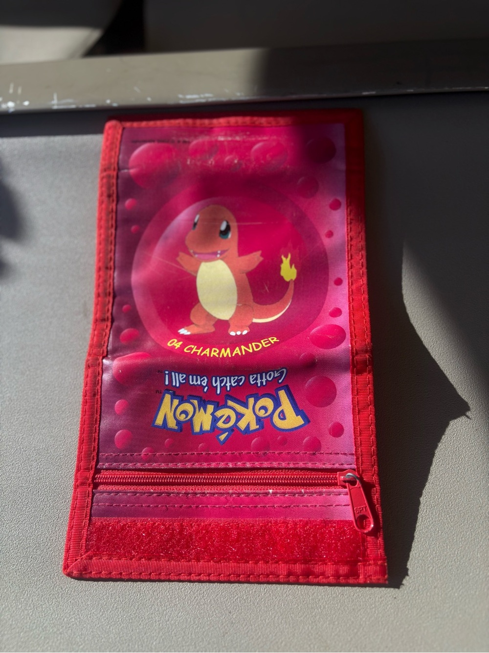 Pokemon Red Charmander Fold Wallet with Zip Pocket
